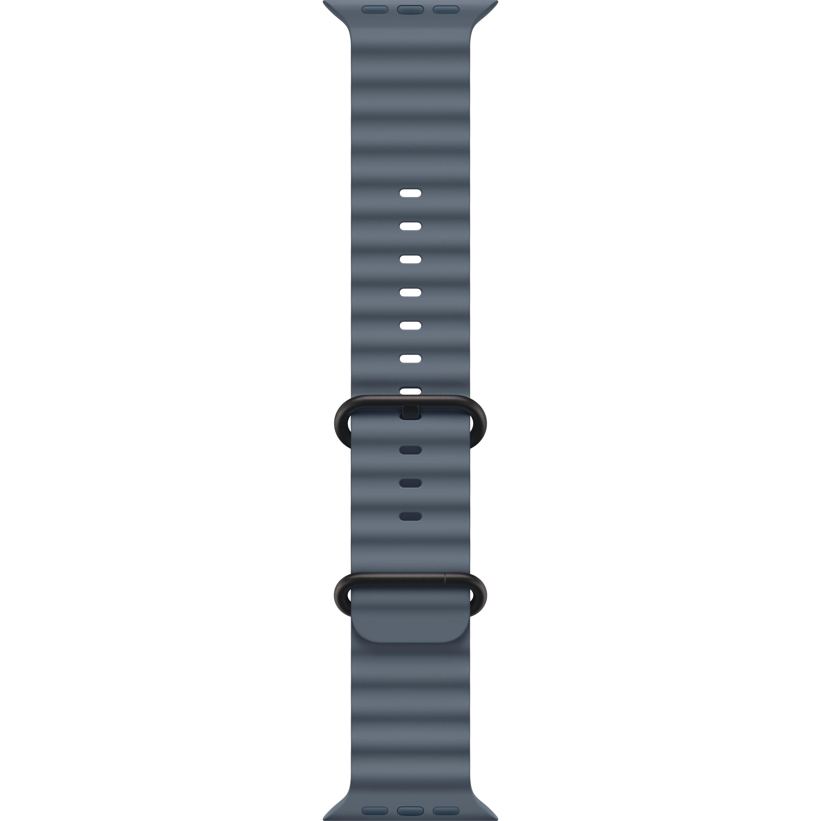 Apple Ocean Band (49 mm, Fluoroelastomer, Titan), Uhrenarmband, Blau, Schwarz