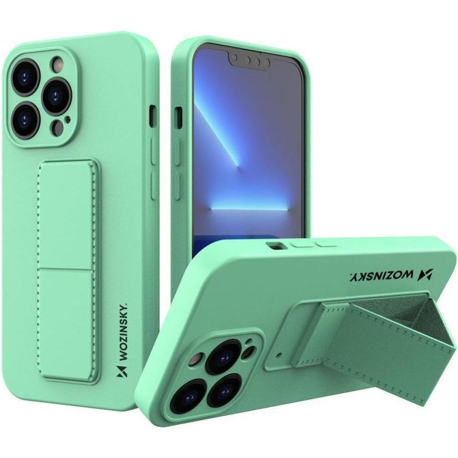 Wozinsky Kickstand Case silicone case with stand for iPhone 13 Pro Max mint (Apple iPhone 13 Pro Max), Smartphone Hülle,...
