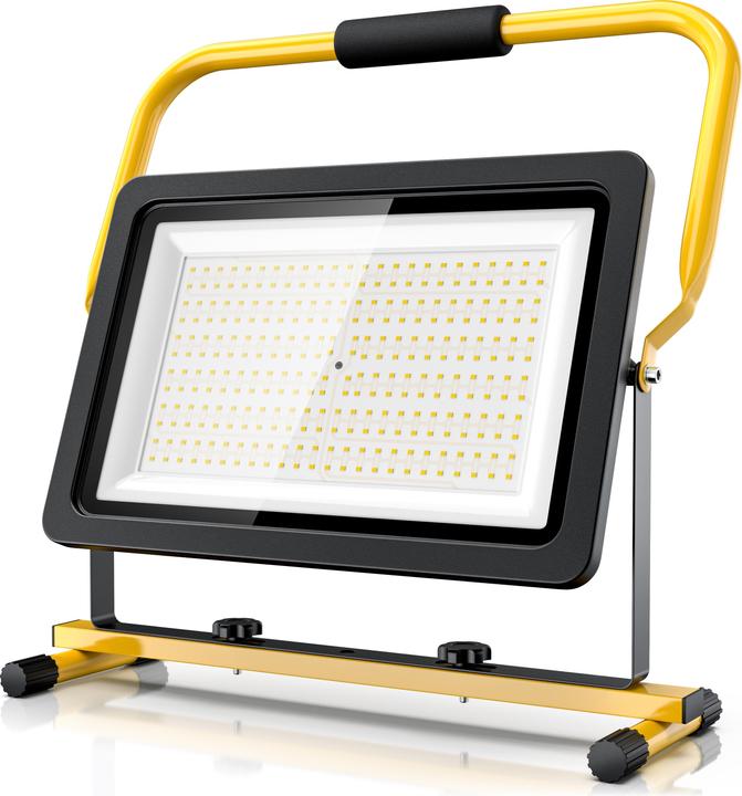 Brandson Baustrahler, 200W, LED, Standgestell & Tragegriff, 16000 Lumen, Bauscheinwerfer, 4 m Kabel, IP65 (16000 lm)