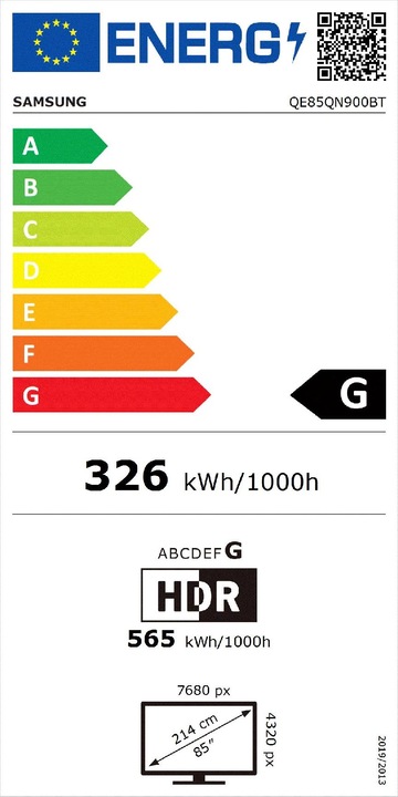 Energie-Label Samsung QE85QN900B (85", QN900B, QLED, 8K, 2022)