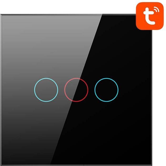 Immagine prodotto Avatto Interruttore luminoso intelligente WiFi UE-T02-EU-B3 3 vie TUYA (nero)