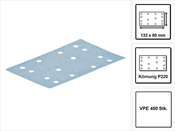 Produktbild Festool STF 80x133 Schleifstreifen Granat P220 80 x 133 mm 400 Stk. ( 4x 497123 ) für Rutscher RTS (P220)