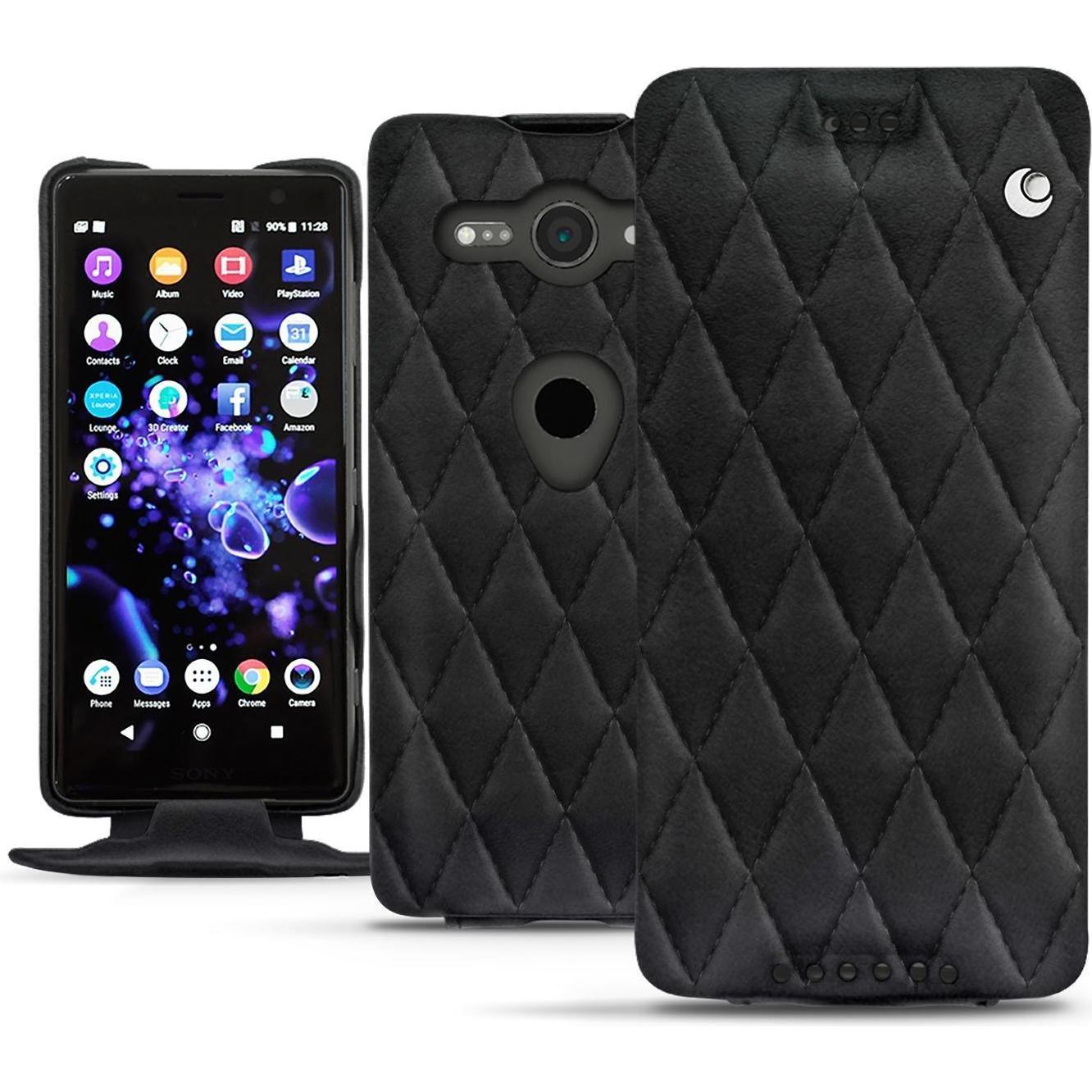 Noreve Lederschutzhülle vertikal (Sony Xperia XZ2 Compact), Smartphone Hülle, Schwarz