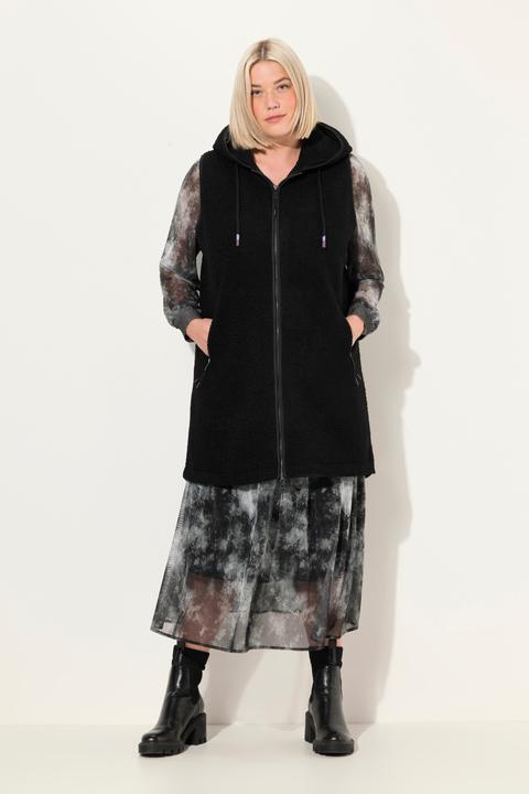 Immagine prodotto Ulla Popken Gilet lungo e smanicato in teddy con cappuccio e cerniera a doppio cursore (42, 44)