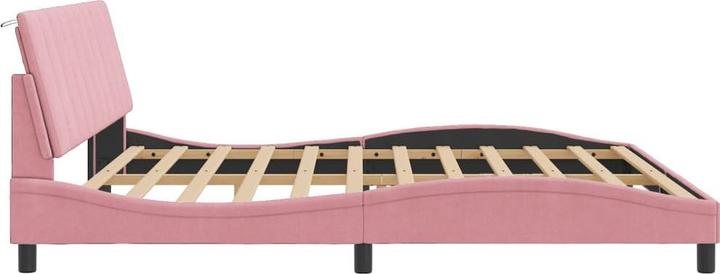 Produktbild vidaXL Bettgestell mit LED Polsterbett Bett Doppelbett Rosa 200x200cm Samt (200 x 200 cm)