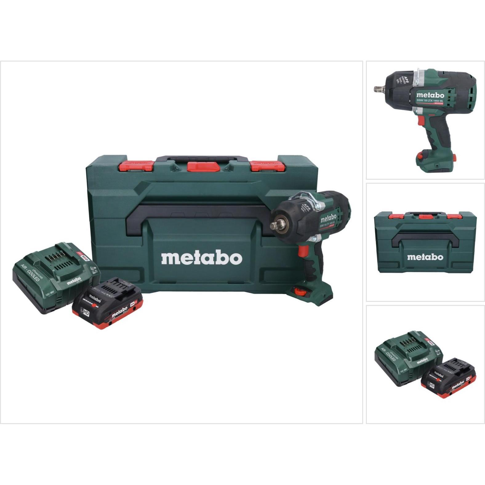 Metabo, Bohrmaschine + Akkuschrauber, SSW 18 LTX 1450 BL Akku Schlagschrauber 18 V 1450 Nm Brushless + 1x Akku 4,0 Ah + ...