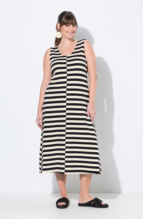Actual product image Ulla Popken Eco Cotton Split Stripe Sleeveless A-Line Dress (50, 52)