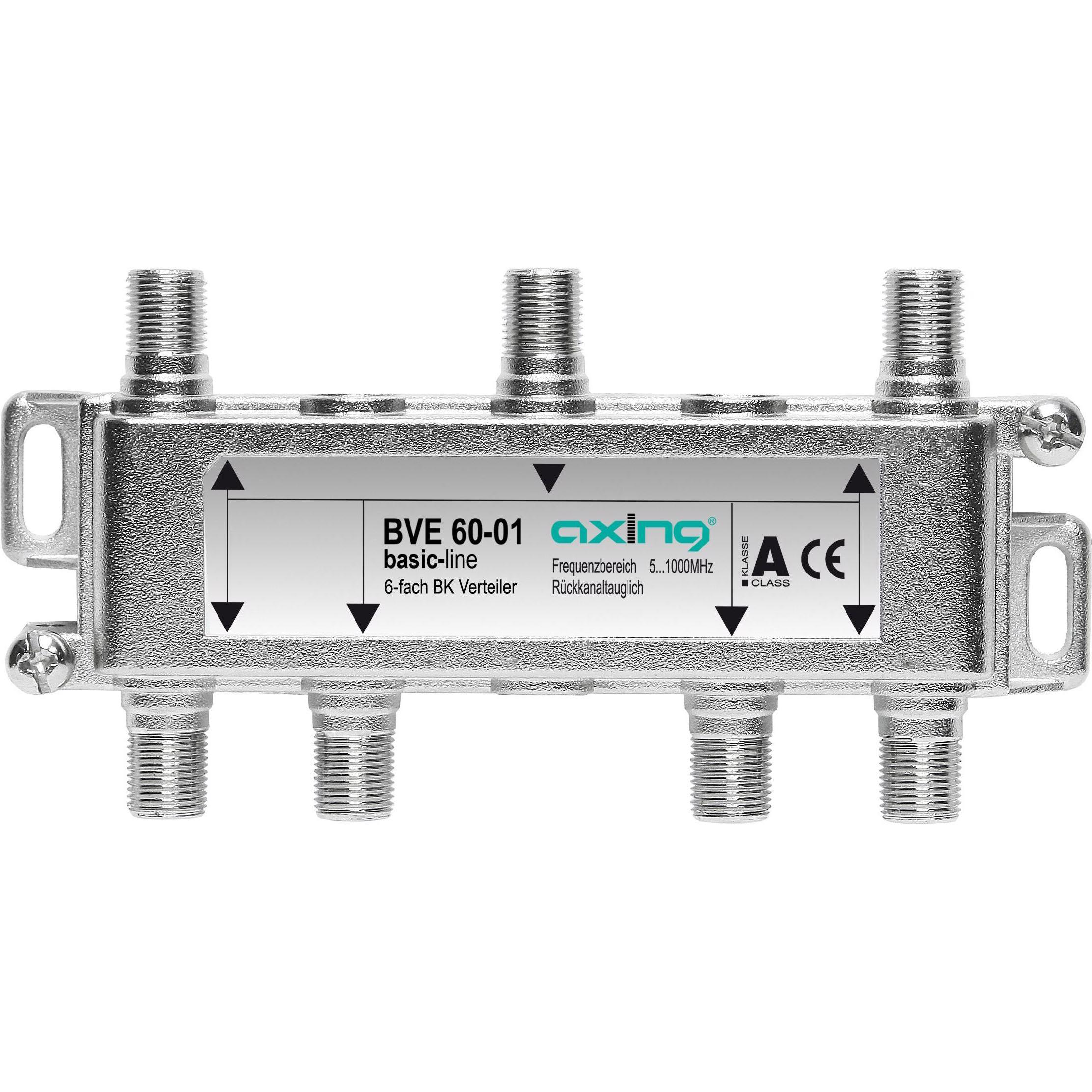 Axing 6-fach Verteiler BVE 60-01 51006 MHz, TV Receiver Zubehör, Silber