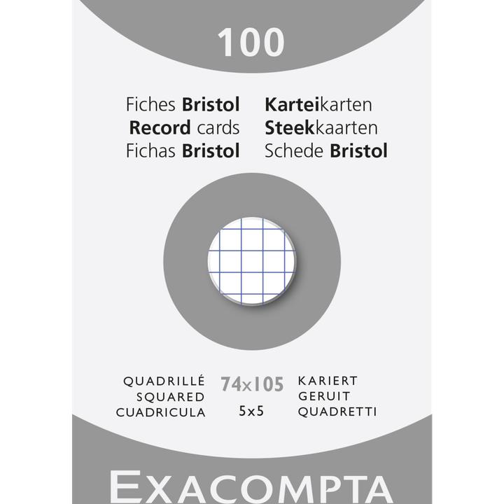Produktbild Exacompta Karteikarten kariert weiss, 100 (A7, 205 g/m², 100 x)