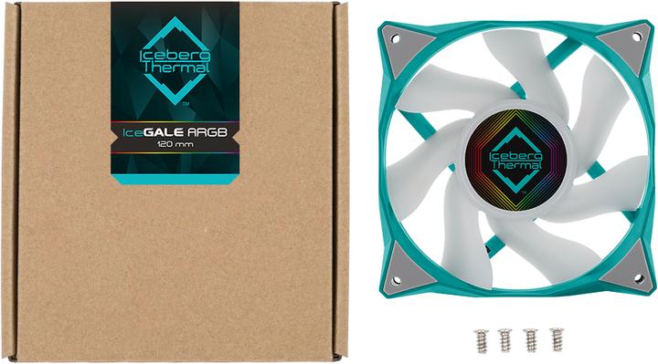 Actual product image Iceberg Thermal IceGALE ARGB computer case fan 12 cm turquoise 1 piece(s) (120 mm, 1 x)