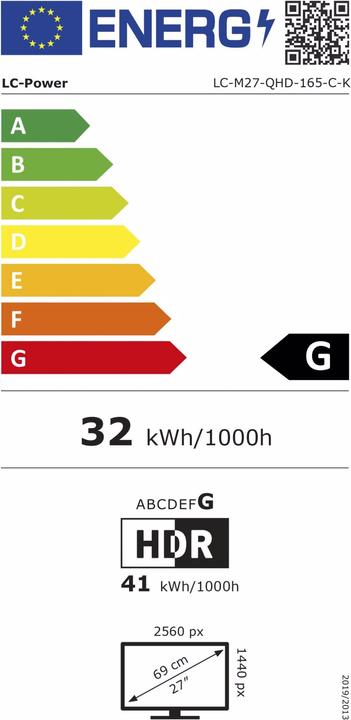 Energie-Label LC-Power LC-M27-QHD-165-C-K (2560 x 1440 Pixel, 27")
