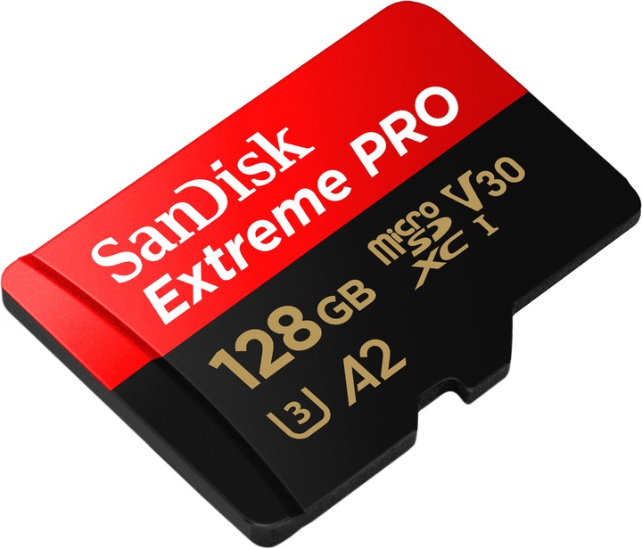 Actual product image SanDisk Extreme PRO UHS-I V30 (128 GB, microSDXC, U3, UHS-I)