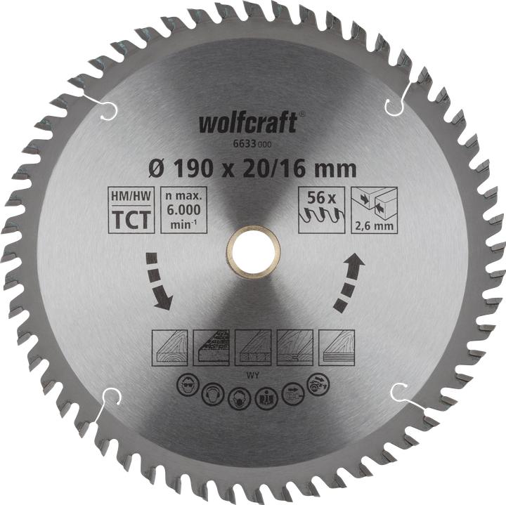 Produktbild wolfcraft wolfcraft 1 Kreissägeblatt HM 56 Z. ø190x20/16 mm