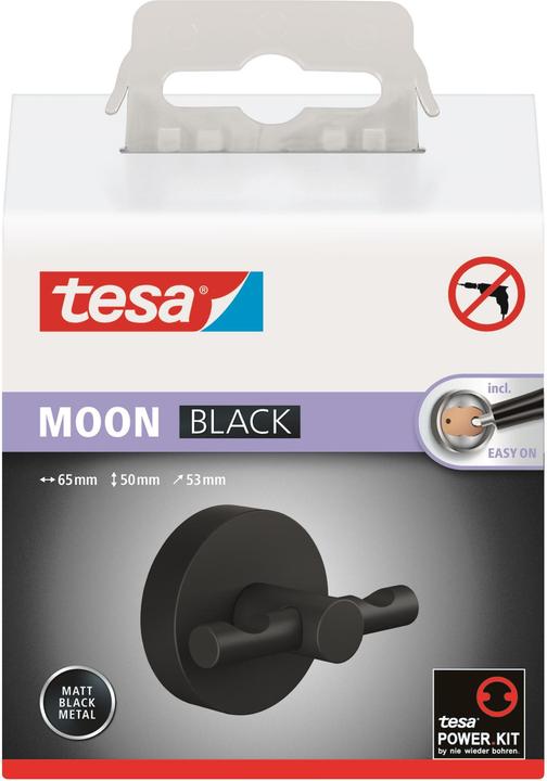 Produktbild tesa MOON BLACK Mantelhaken inkl. Klebelösung ohne Bohren