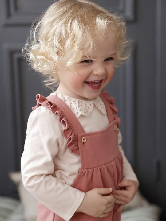 Immagine prodotto Vertbaudet Mädchen Baby Sweat-Latzhose mit Rüschen, Bio-Baumwolle (62)
