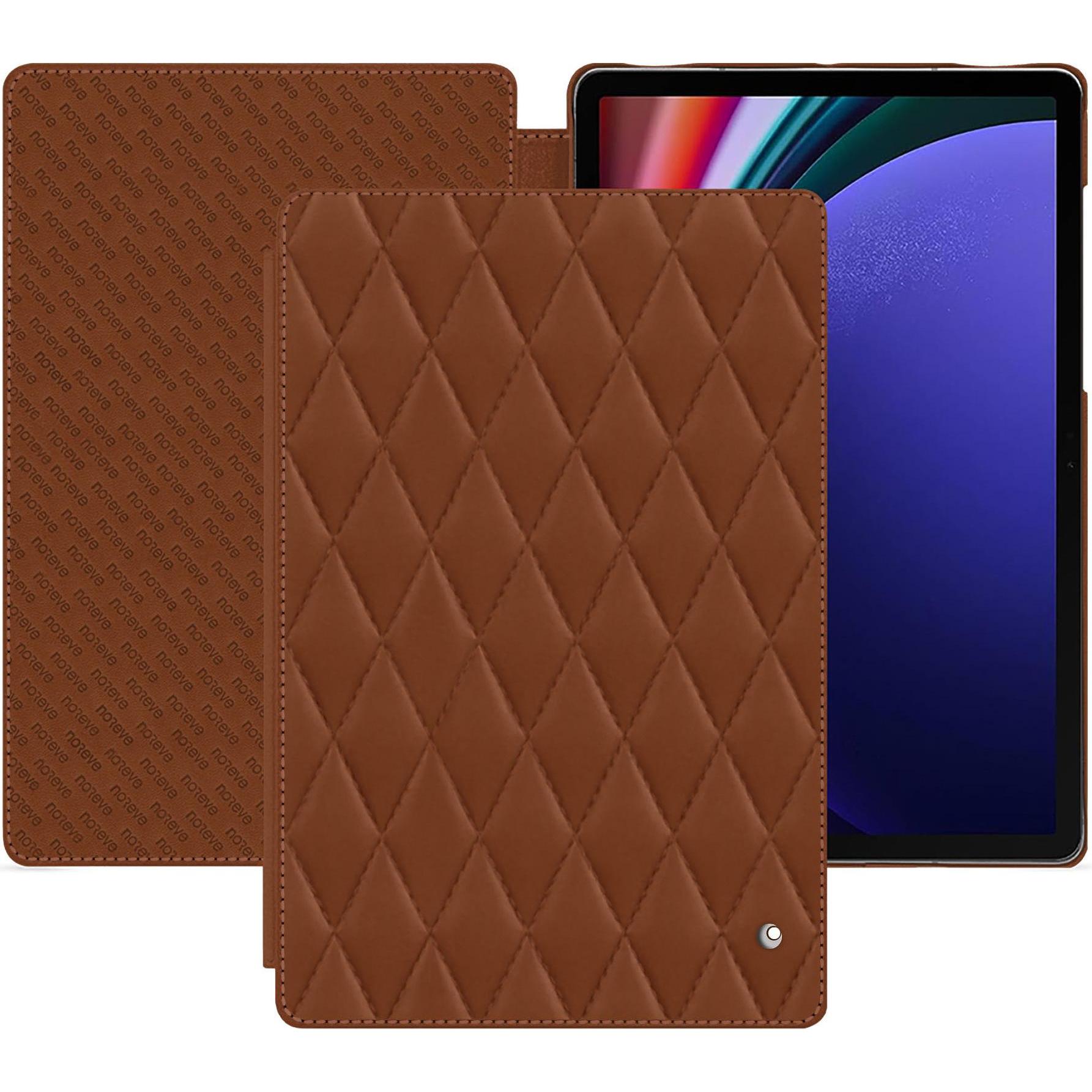 Noreve Lederschutzhülle horizontal (Galaxy Tab S9+), Tablet Hülle, Braun