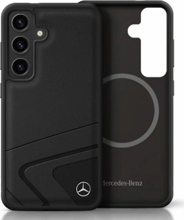 Actual product image Mercedes Leather Horizontal Debossed Curves MagSafe Case for Samsung Galaxy S25 - Black (Samsung Galaxy S25)