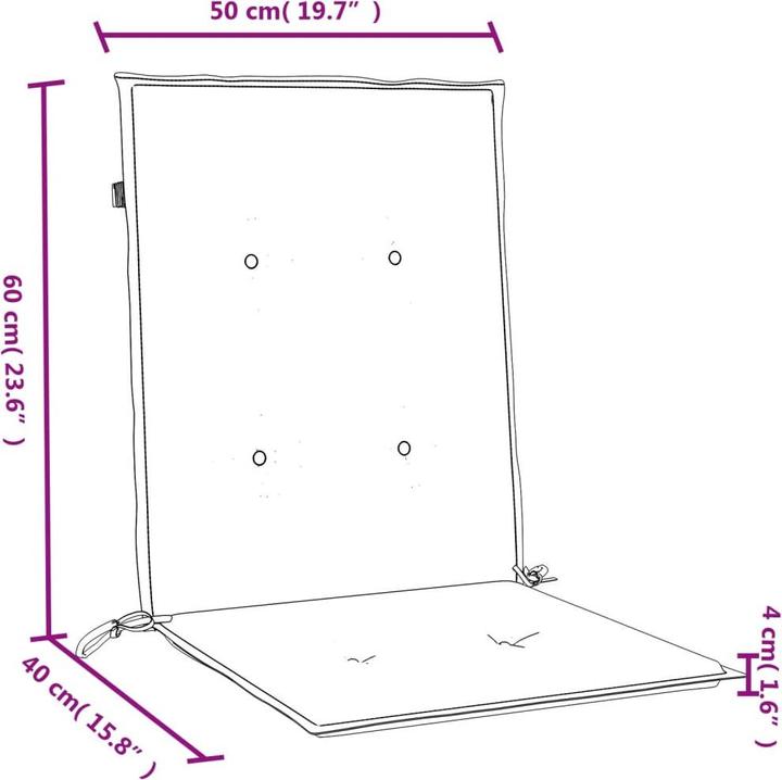 Actual product image vidaXL Low backrest cushions 4 pcs. fabric (100 x 50 x 4 cm)