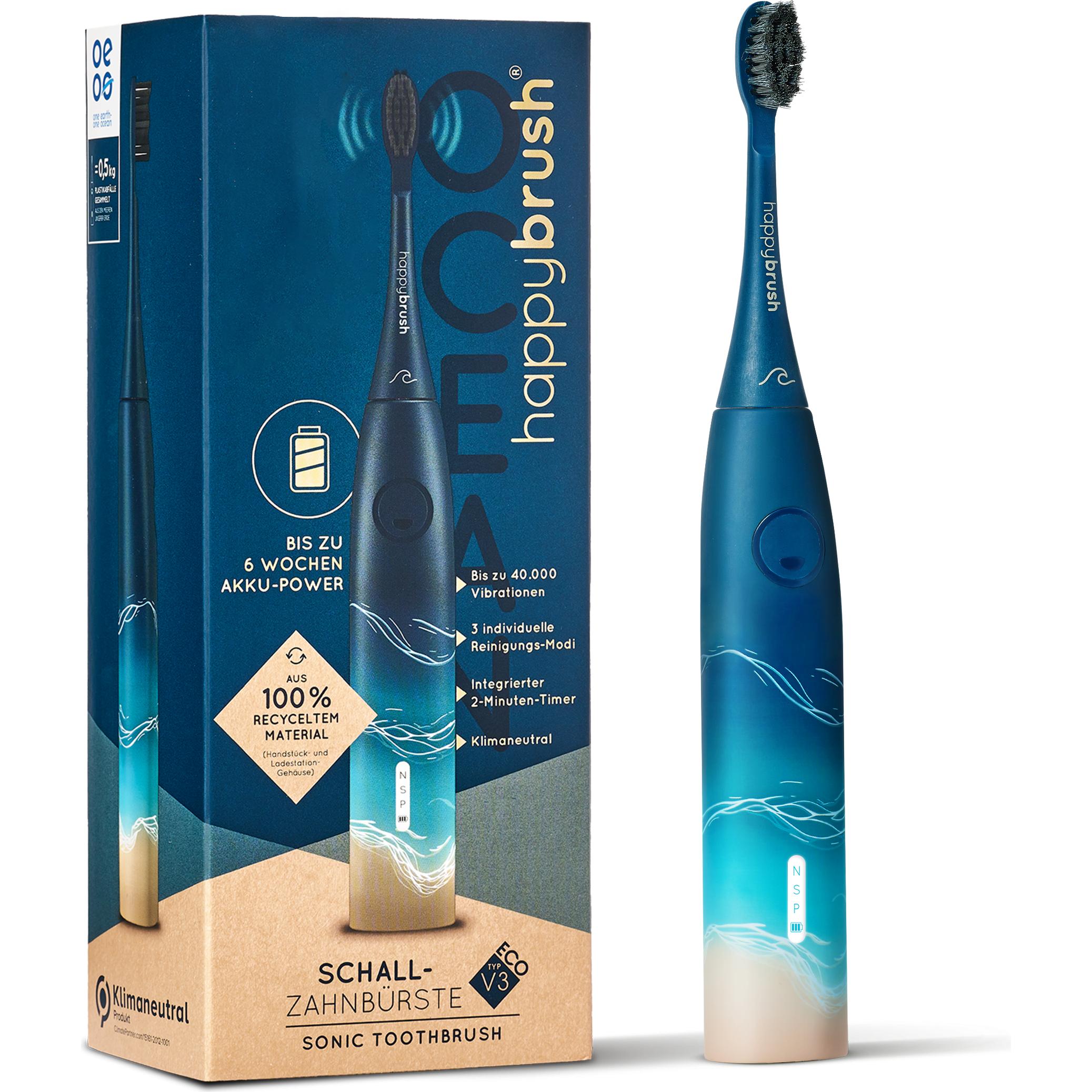 happybrush, Elektrische Zahnbürste, ECO VIBE 3 Starterkit Ocean (Schallzahnbürste)