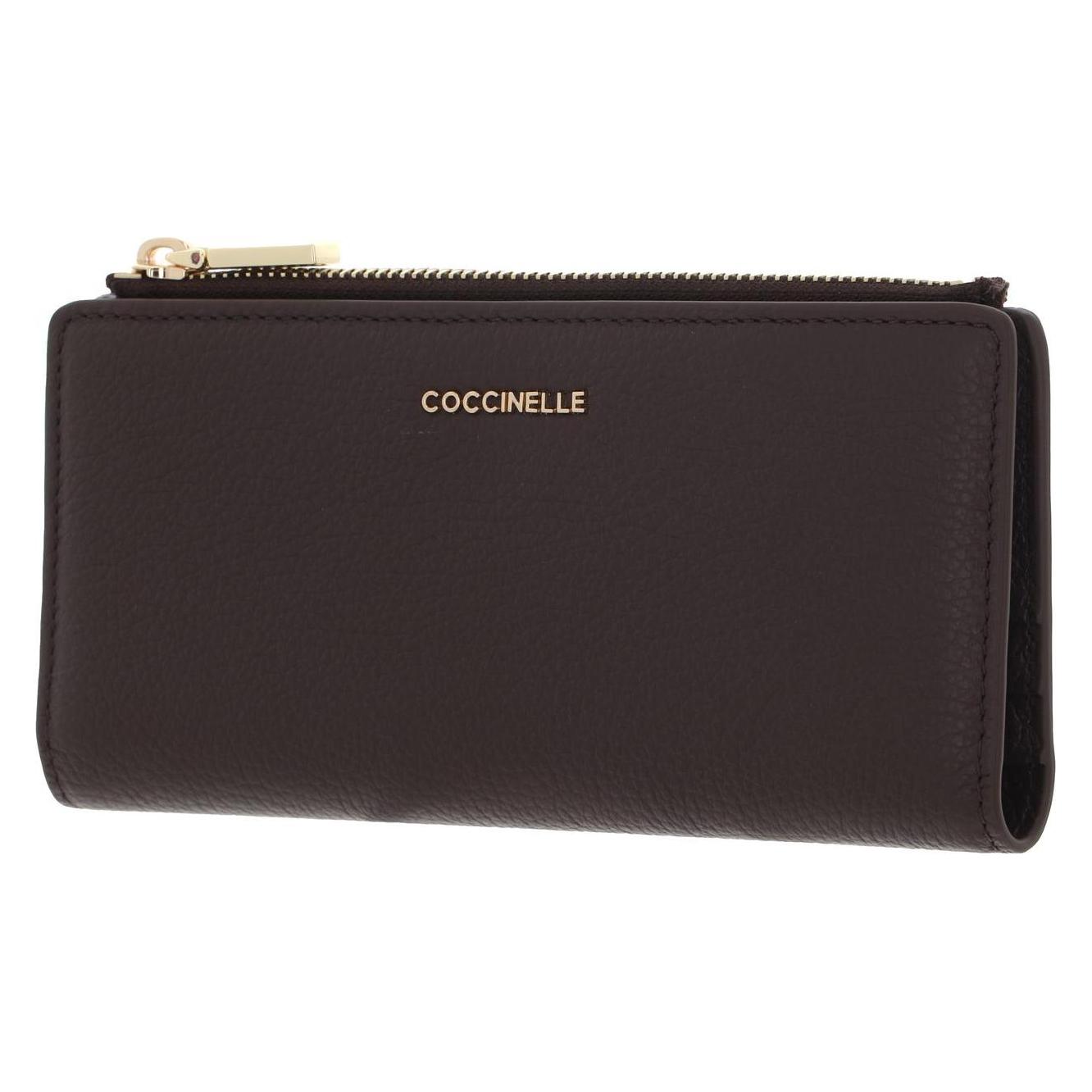 Coccinelle, Damen, Portemonnaie, Metallic Soft Wallet Grained Leather, Braun
