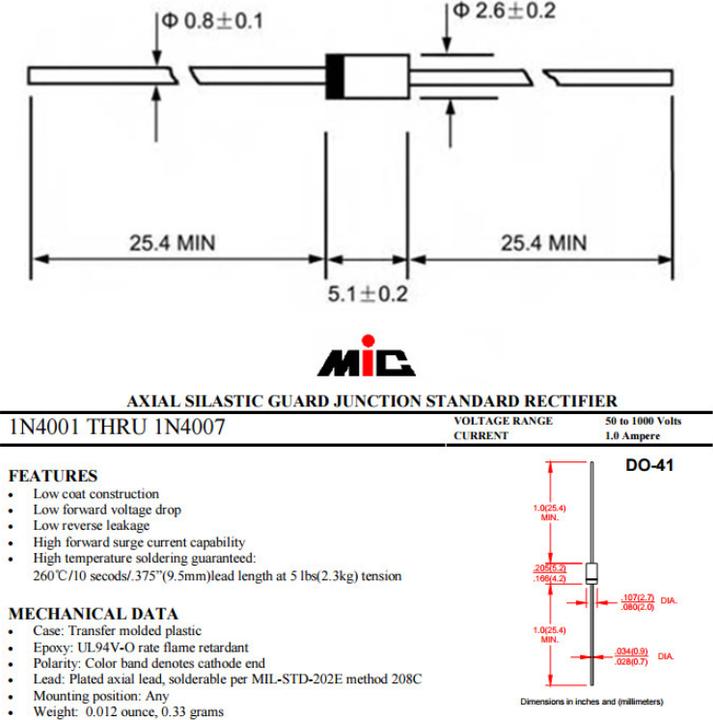 Produktbild MiC 10 Stk. 1N4001 Universelle Silizion Diode (Diverse)