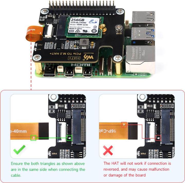 Image du produit WaveShare Adaptateur PCIe vers M.2 HAT SSD pour Raspberry Pi 5