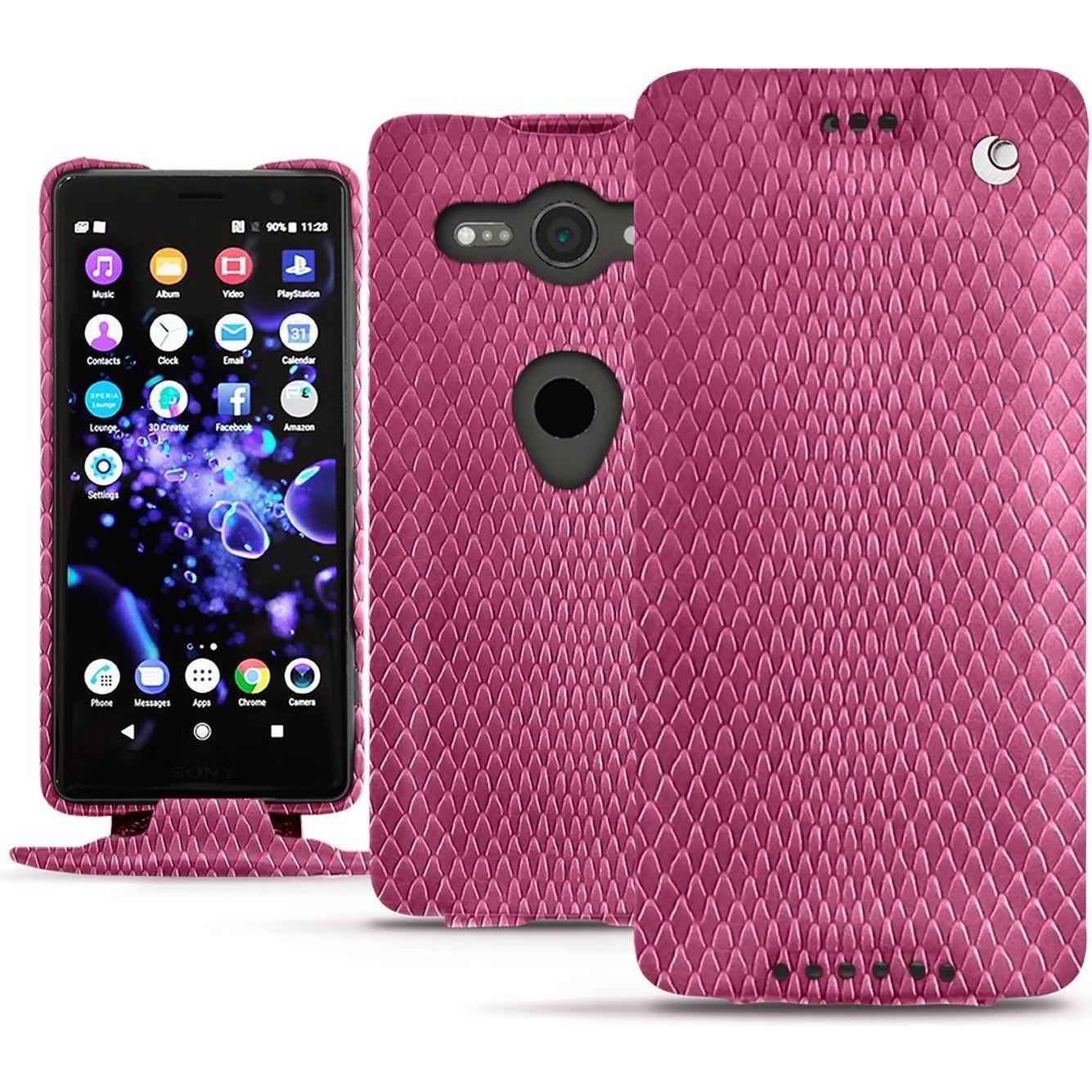 Noreve Lederschutzhülle vertikal (Sony Xperia XZ2 Compact), Smartphone Hülle, Rosa