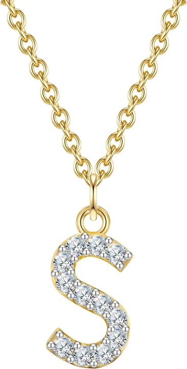 Glanzstücke München Damen Buchstabe S Sterling Silber Zirkonia Gelbgold 45,0 cm Basiskette + 5,0 cm Verlängerung - 32124 (Sterling Silber, 40 - 45 cm)
