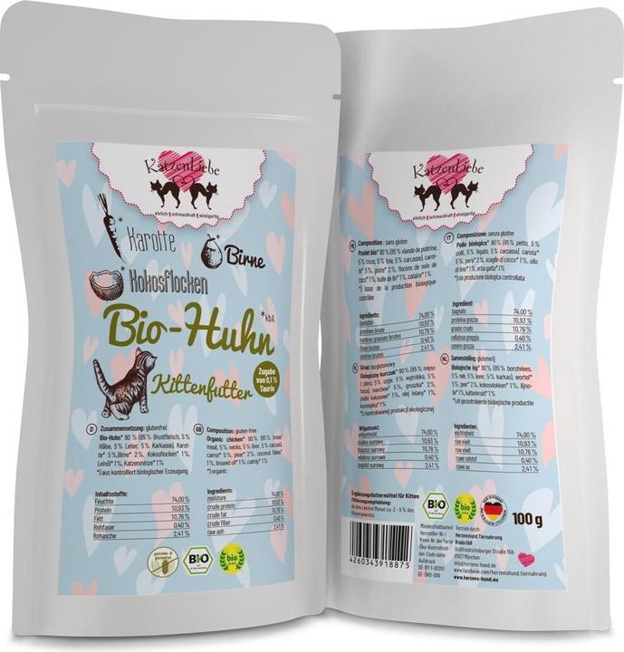 Produktbild KatzenLiebe Nassfutter Kitten Bio-Huhn mit Bio-Karotte, 100 g (Junior, 1 Stk., 100 g)