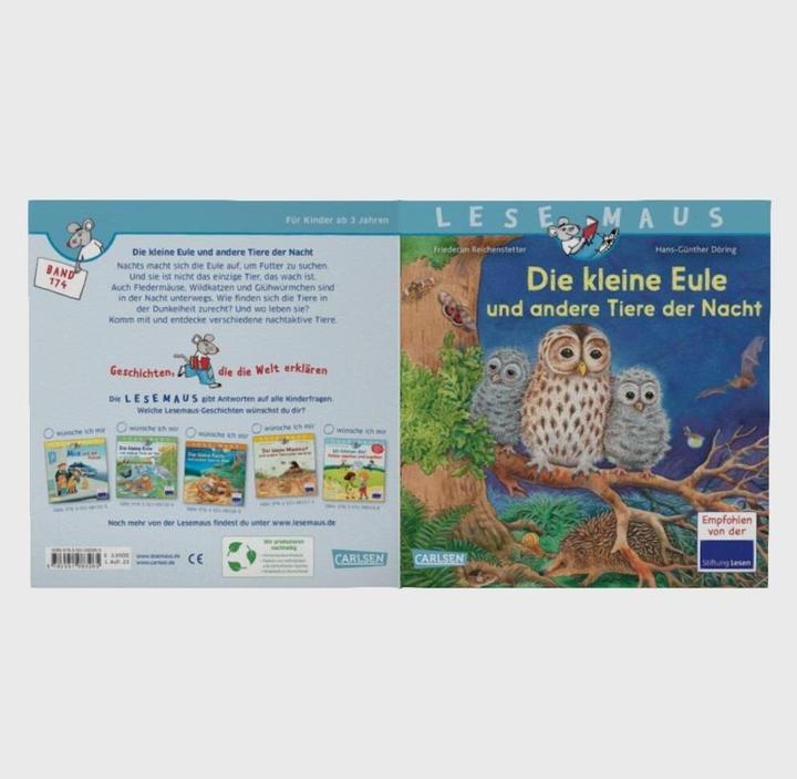 Actual product image LESEMAUS 174: Die kleine Eule und andere Tiere der Nacht (German, Friederun Reichenstetter, Hans-Günther Döring, 2023)