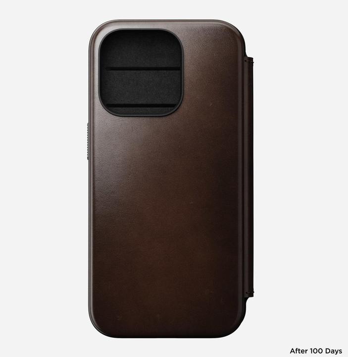 Actual product image Nomad Modern Horween Leather Folio iPhone 15 Pro Rust Brown (Apple iPhone 15 Pro)