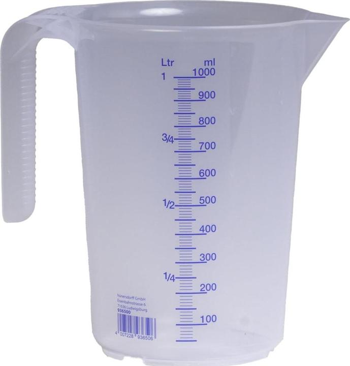 Hünersdorff Measuring jug 1000 ml polypropylene transparent D117xH165mm handle open (1000 ml)