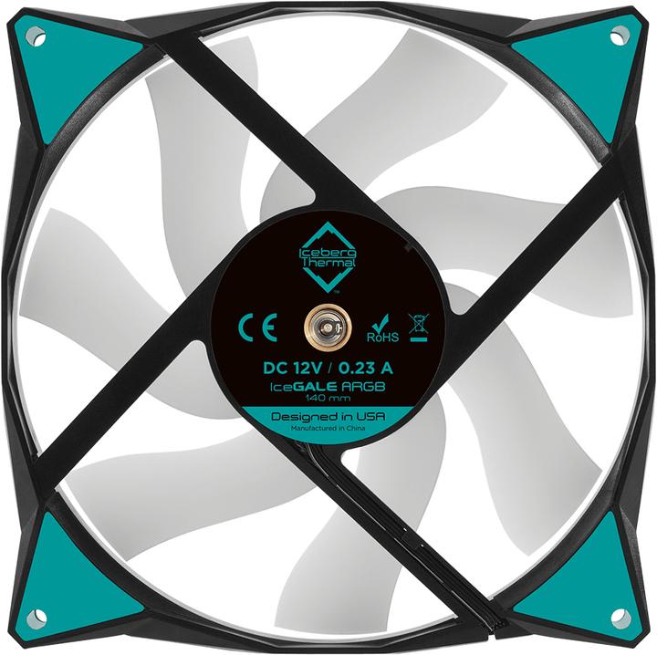 Produktbild Iceberg Thermal IceGALE ARGB Computergehäuse Ventilator 14 cm Schwarz 1 Stück(e) (140 mm, 1 x)