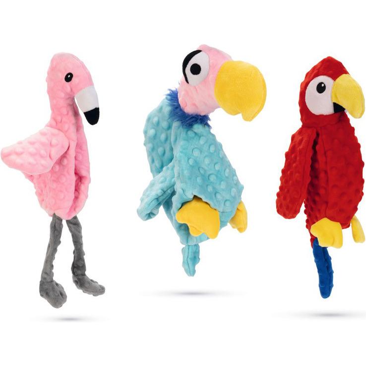 Thumbnail - Beeztees Plüschspielzeug Flamingo Quak, Geier Rolf und Papagei Lor (Plüschspielzeug), Hundespielzeug