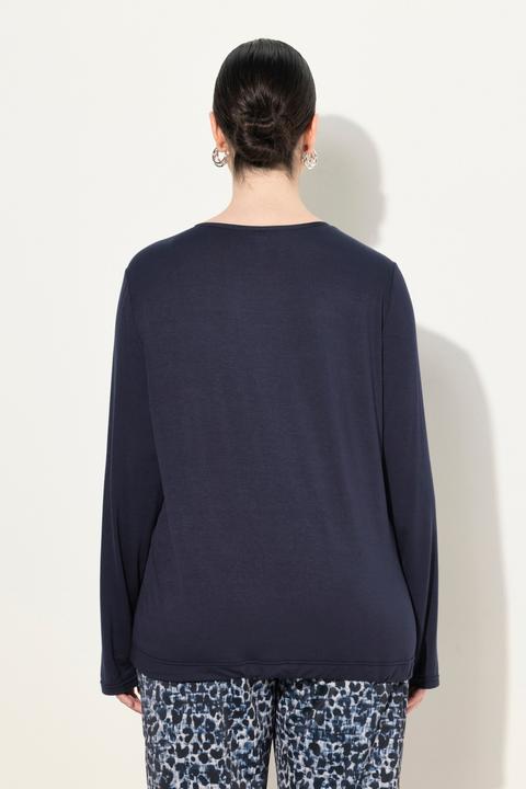 Produktbild Ulla Popken Blusenshirt, Ziersteine, Tunika-Ausschnitt, Langarm (54)