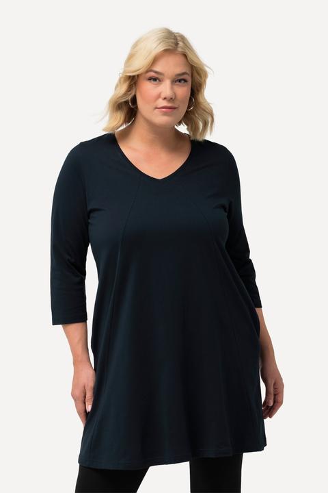 Produktbild Ulla Popken Longshirt, Ziernähte, A-Linie, V-Ausschnitt, 3/4-Arm (58)