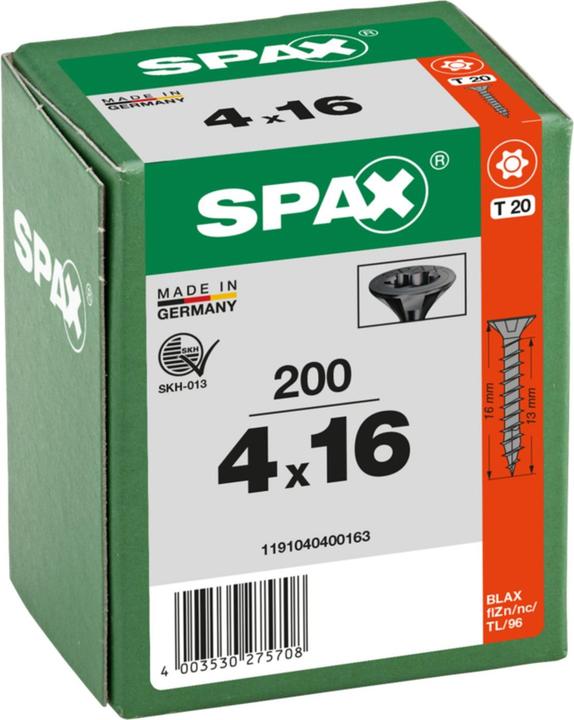 Immagine prodotto Spax Svasato Multitesta T-Star Plus T20 Completamente Filettato Nero Zincato (200 Viti per pezzo)