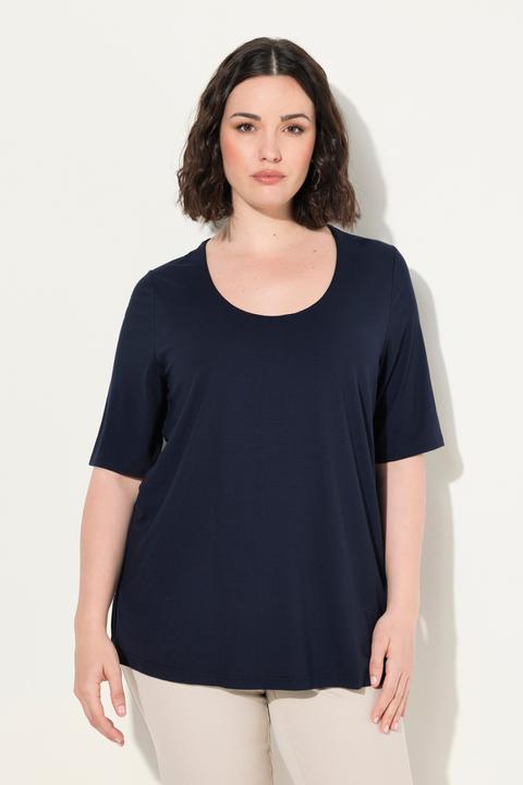Image du produit Ulla Popken T-shirt doublé à l'avant, col V et manches courtes (58)
