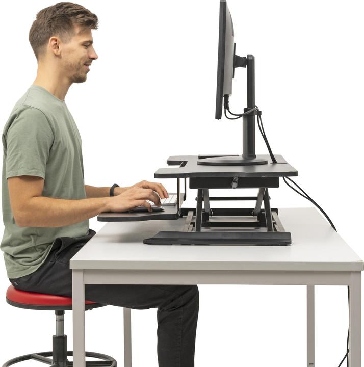 Actual product image Stier Standing desk converter with hydraulic height adjustment
