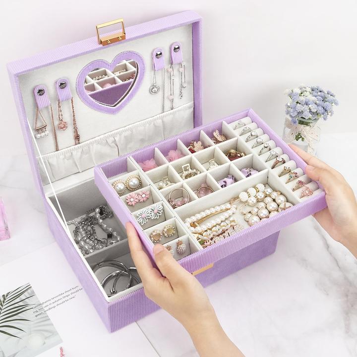 Produktbild Only-Bags.Store Schmuckkästchen, grosses Schmuckkästchen mit Spiegel für Samt-Schmuckkästchen