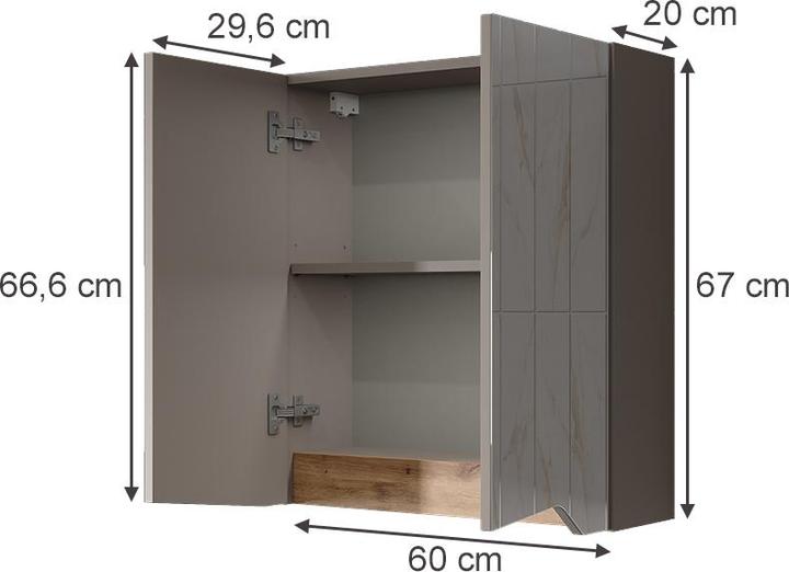Produktbild Vichy Spiegelschrank Marelle, Greige/Artisan-Eiche, 60 x 67 cm mit höhenverstellbarem Einlegeboden