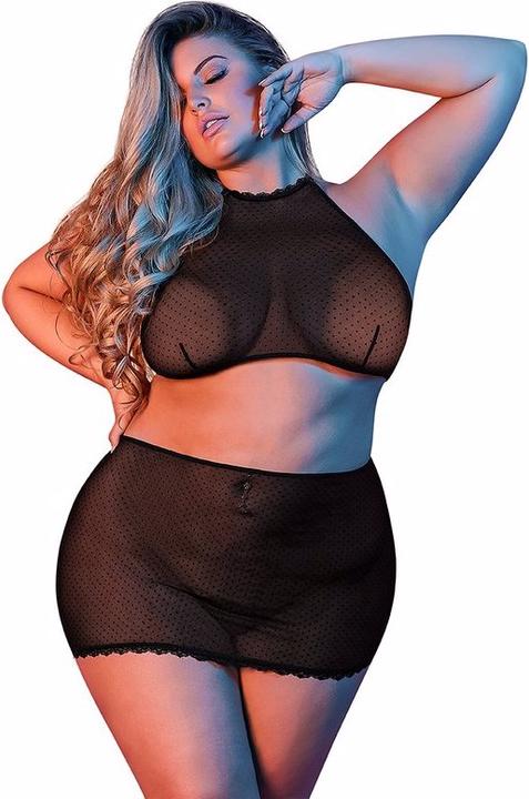 Produktbild Magic Silk Polka Dot Mesh Halter & Skirt Set (XXL)