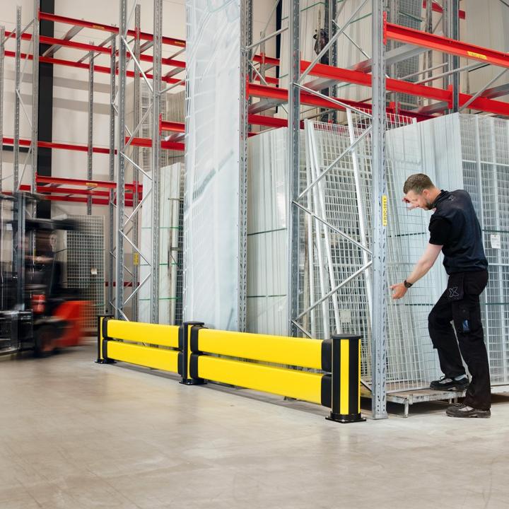 Actual product image kaiserkraft Crash protection barrier, to push out and push in, height 2270 mm, length 2500