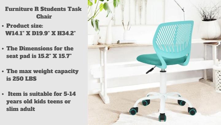 Actual product image FurnitureR Office Fabric Seat Ergonomic Study Chair (45 - 85 cm)