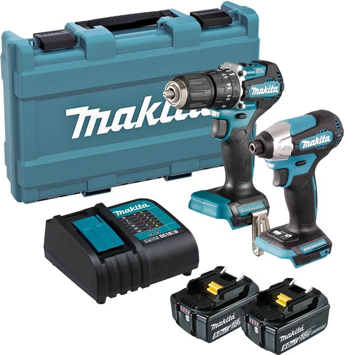 Productafbeelding Makita COMBO SET DLX2414ST ( DHP487 DTD157 2X5.0 AH DC18RC) (Oplaadbare batterij)