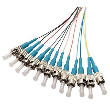 Tecline LWL Faserpigtails, OM3, farbig, ST/UPC, 2,0 m, 12 Stück (2 m), Cavo di rete