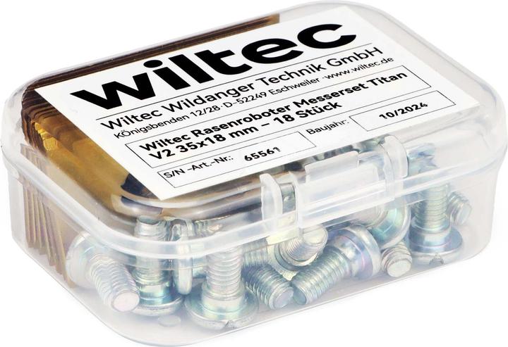 Immagine prodotto Wiltec Rasenroboter Messer Set Titan V2 35x18mm 18 Stück Mähroboter Rasenmäher (Robot falciante, Lame per tosaerba + lame di ricambio per macchine da giardino)