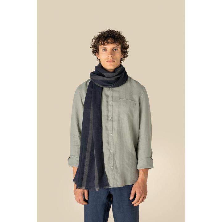 Beige, Bleu marine, rayures en twill bleu marine