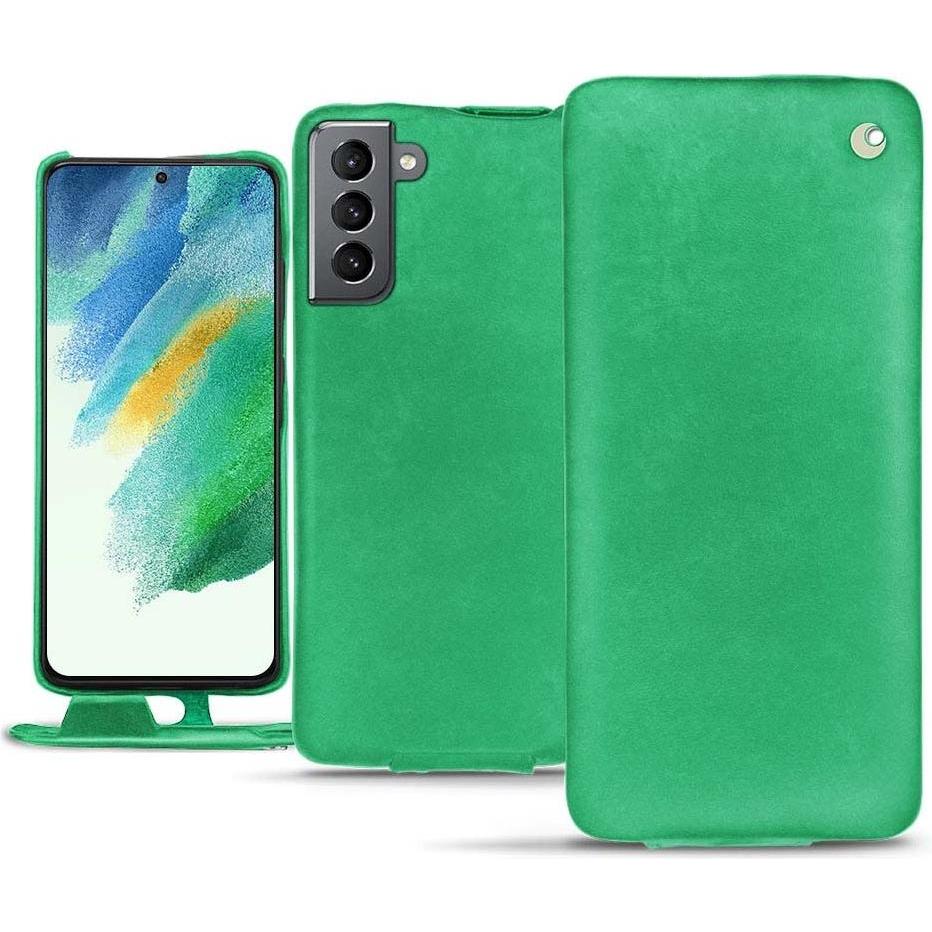 Noreve Lederschutzhülle vertikal (Samsung Galaxy S21 FE), Smartphone Hülle, Grün
