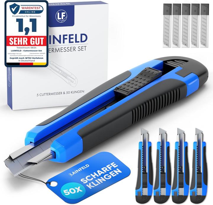 Produktbild ‎Lainfeld 5 Teppichmesser mit 50 Klingen (Cutter)